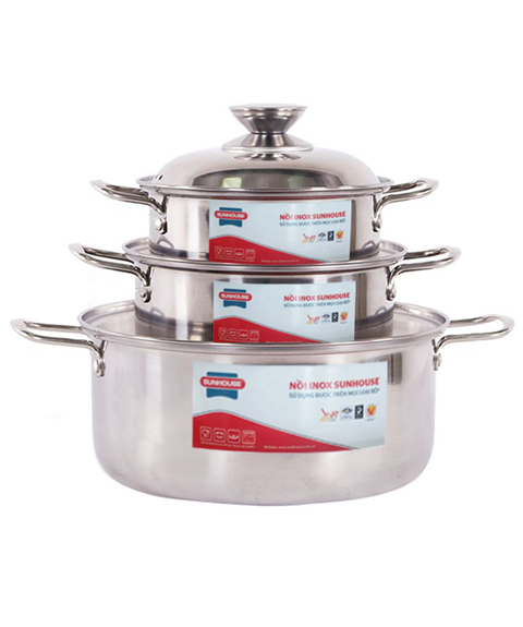 BỘ NỒI INOX 1 ĐÁY SUNHOUSE SH224 - 1