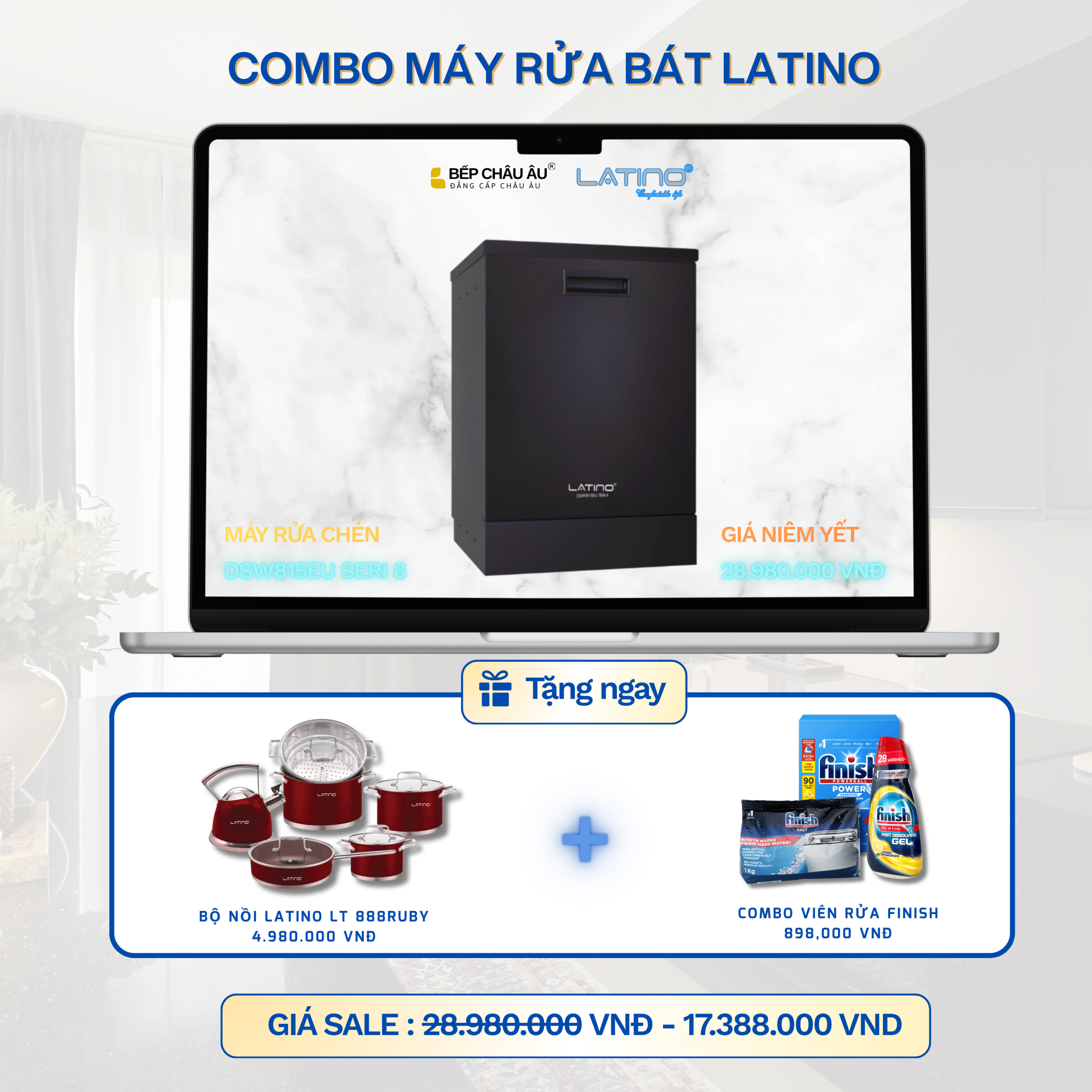 Máy Rửa Bát Latino DSW815EU SERI 8 – BG SALE 40%