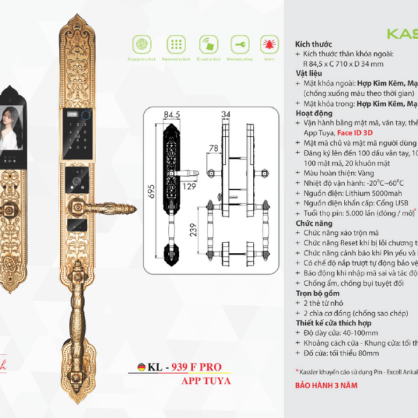 Khóa vân tay đại sảnh Kassler KL939 F Pro