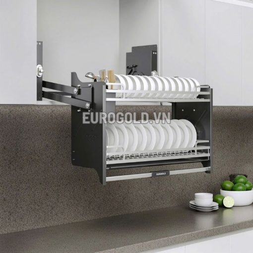 Giá bát đĩa nâng hạ inox 304 khung màu ghi EVI160G (EVI960G) – Eurogold