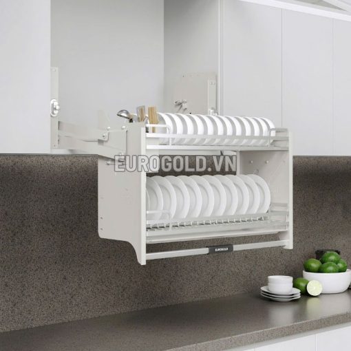 Giá bát đĩa nâng hạ inox 304 khung màu trắng EVI190W (EVI990W) – Eurogold