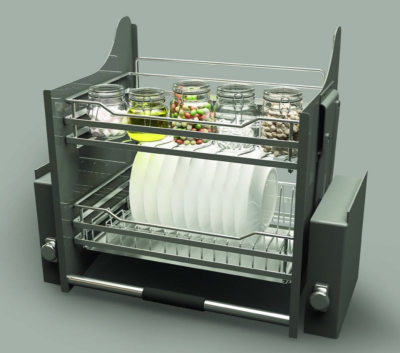 Bộ rổ úp chén dĩa nâng hạ lưới tròn LENTO R700mm inox 304 Cucina 504.76.005