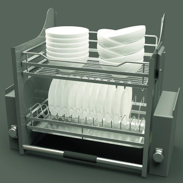 Bộ rổ úp chén dĩa nâng hạ lưới dẹt LENTO R600mm inox 304 Cucina 504.76.014