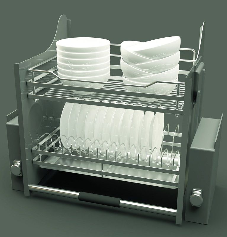 Bộ rổ úp chén dĩa nâng hạ lưới dẹt LENTO R600mm inox 304 Cucina 504.76.014