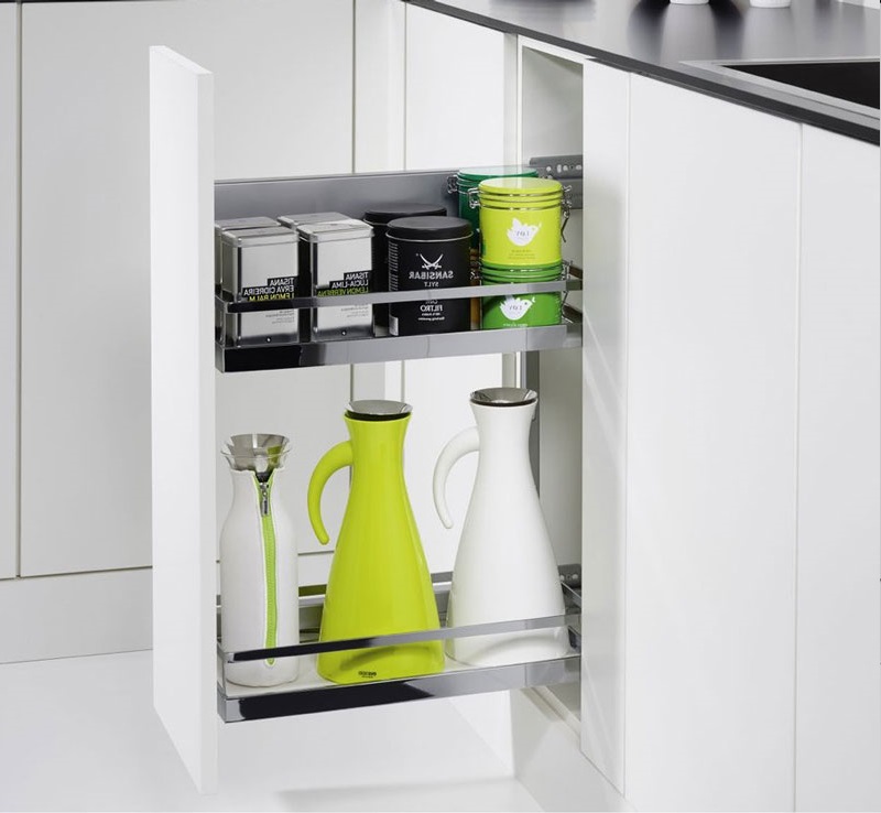 Rổ kéo Comfort II 2 khay cho tủ R400mm, màu đen, phiên bản phải, ray lắp trái, Hafele 545.53.968