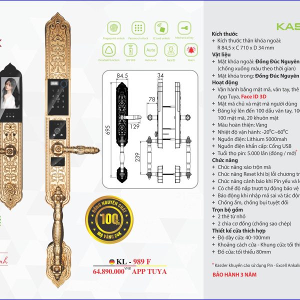 Khóa đại sảnh vân tay Kassler KL-989 F