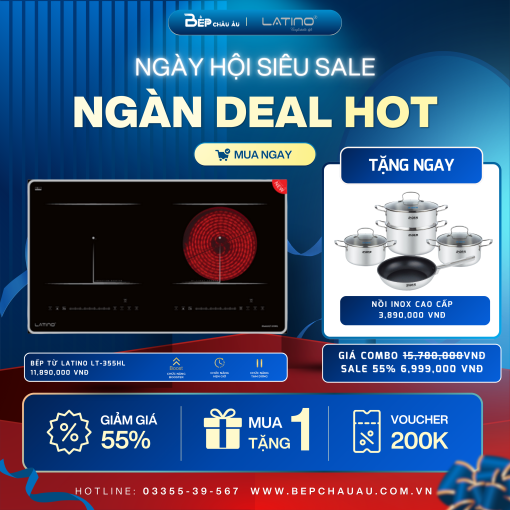 COMBO Bếp Từ LATINO LT-355HL VIP