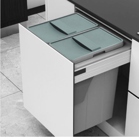 Bộ thùng rác nhựa 70L cho cửa cánh kéo R600mm Imundex 7805804