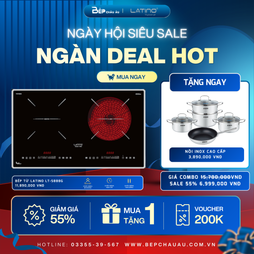 COMBO Bếp Từ LATINO LT-S888G VIP