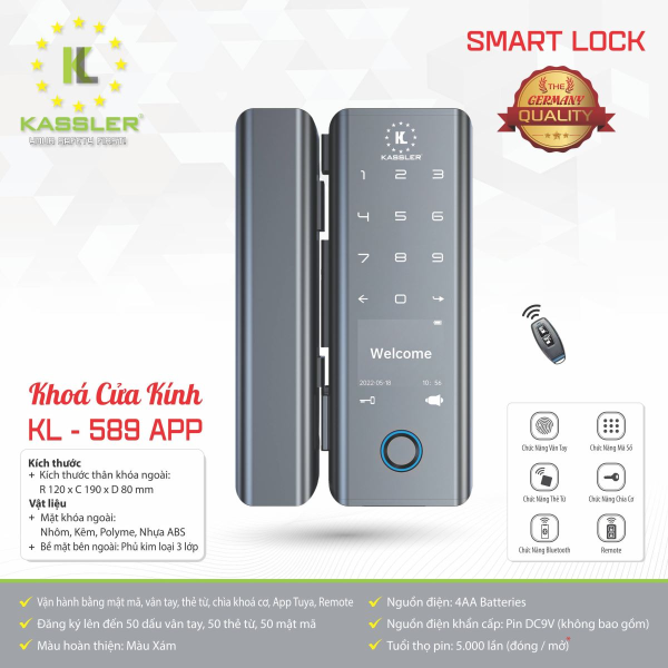 Khóa cửa kính Kassler KL- 589-APP