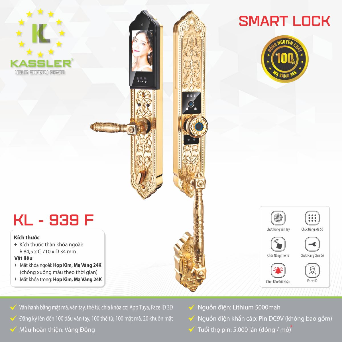 Khóa vân tay đại sảnh Kassler KL939F