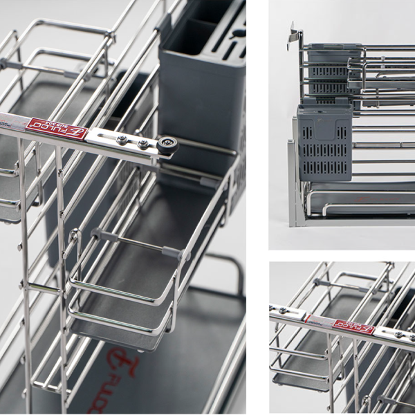 Kệ dao thớt chai lọ đa năng nan dẹt inox oval 304 Fulco FC90