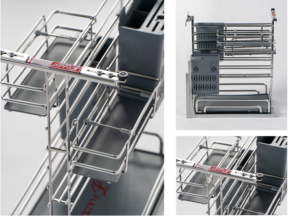 Kệ dao thớt chai lọ đa năng nan dẹt inox oval 304 Fulco FC90