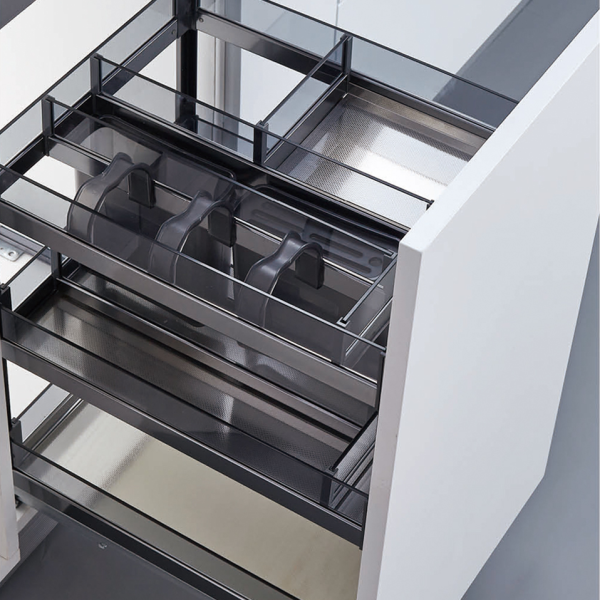 Giá chai lọ-dao thớt inox hộp vách kính cường lực Fulco FC02