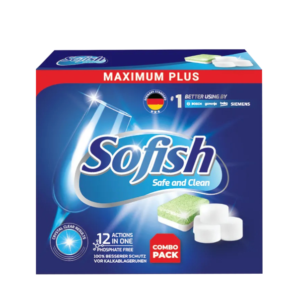 Combo 20 viên rửa + 0.5kg muối Sofish Maximum Plus