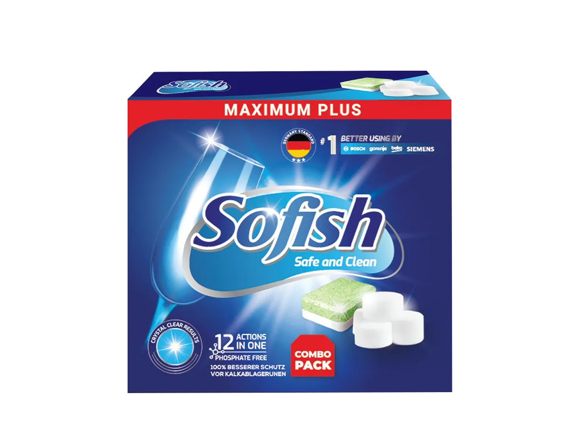 Combo 20 viên rửa + 0.5kg muối Sofish Maximum Plus