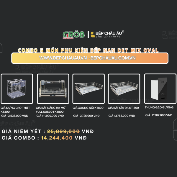 Combo 5 Món Phụ Kiện Bếp Nan Dẹt Mix Oval Grob – Bếp Châu Âu