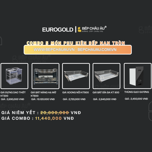 Combo 5 Món Phụ Kiện Bếp Nan Tròn Eurogold – Bếp Châu Âu
