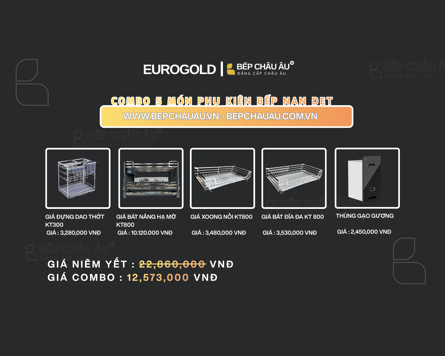 Combo 5 Món Phụ Kiện Bếp Nan Dẹt Eurogold – Bếp Châu Âu