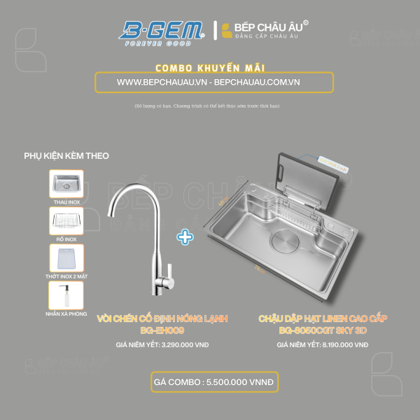 COMBO CHẬU VÒI B-GEM BG-8050CGT SKY 3D – BG-EH009