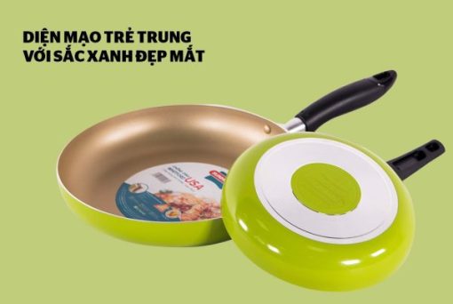 Cặp chảo nhôm trơn cạn SUNHOUSE Phi 18 + 24 (Xanh - Sampanh) SHS2418 - 1