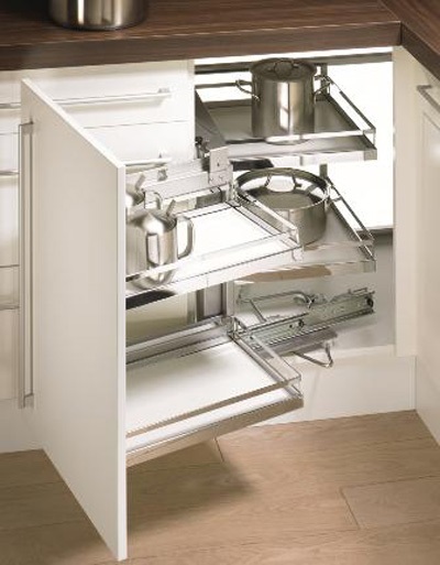 Kệ góc Moving-Corner 4 khay mở trái Hettich CO504-L