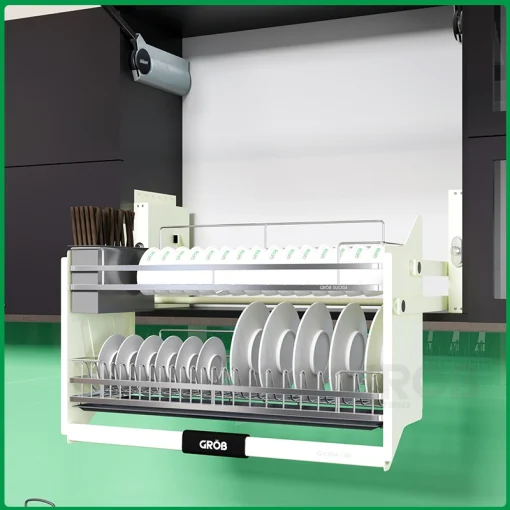 Giá bát đĩa nâng hạ Inox 304 Grob GV304-180
