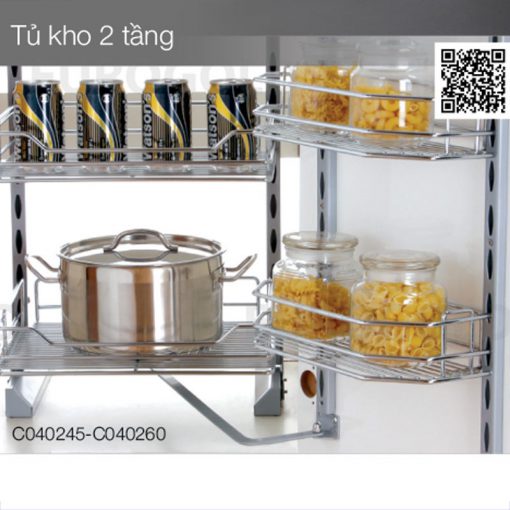 Hệ giá kho 2 tầng inox cánh mở C040260 – Eurogold